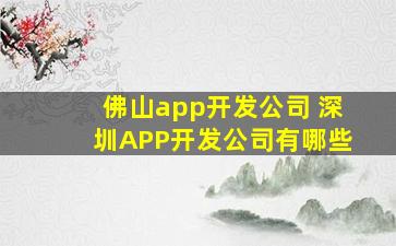 佛山app开发* 深圳APP开发*有哪些